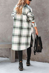 Plaid Collared Button Down Coat