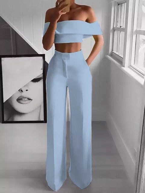 Fierce Cropped Top + Long Trousers Set