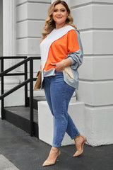 Plus Size Colorblock Seamed Drop Shoulder Sweatshirt