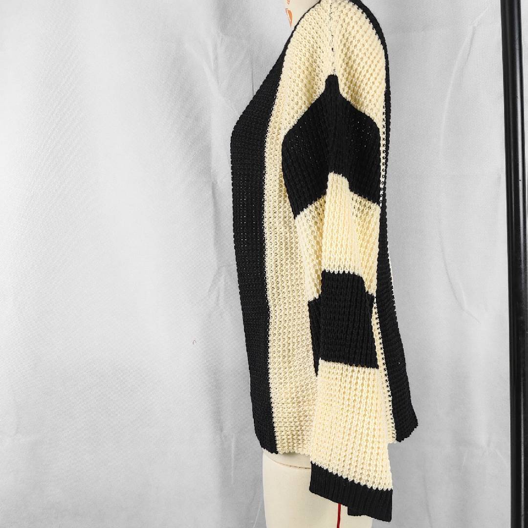 Crew Neck Waffle Drop Shoulder Knit Sweater