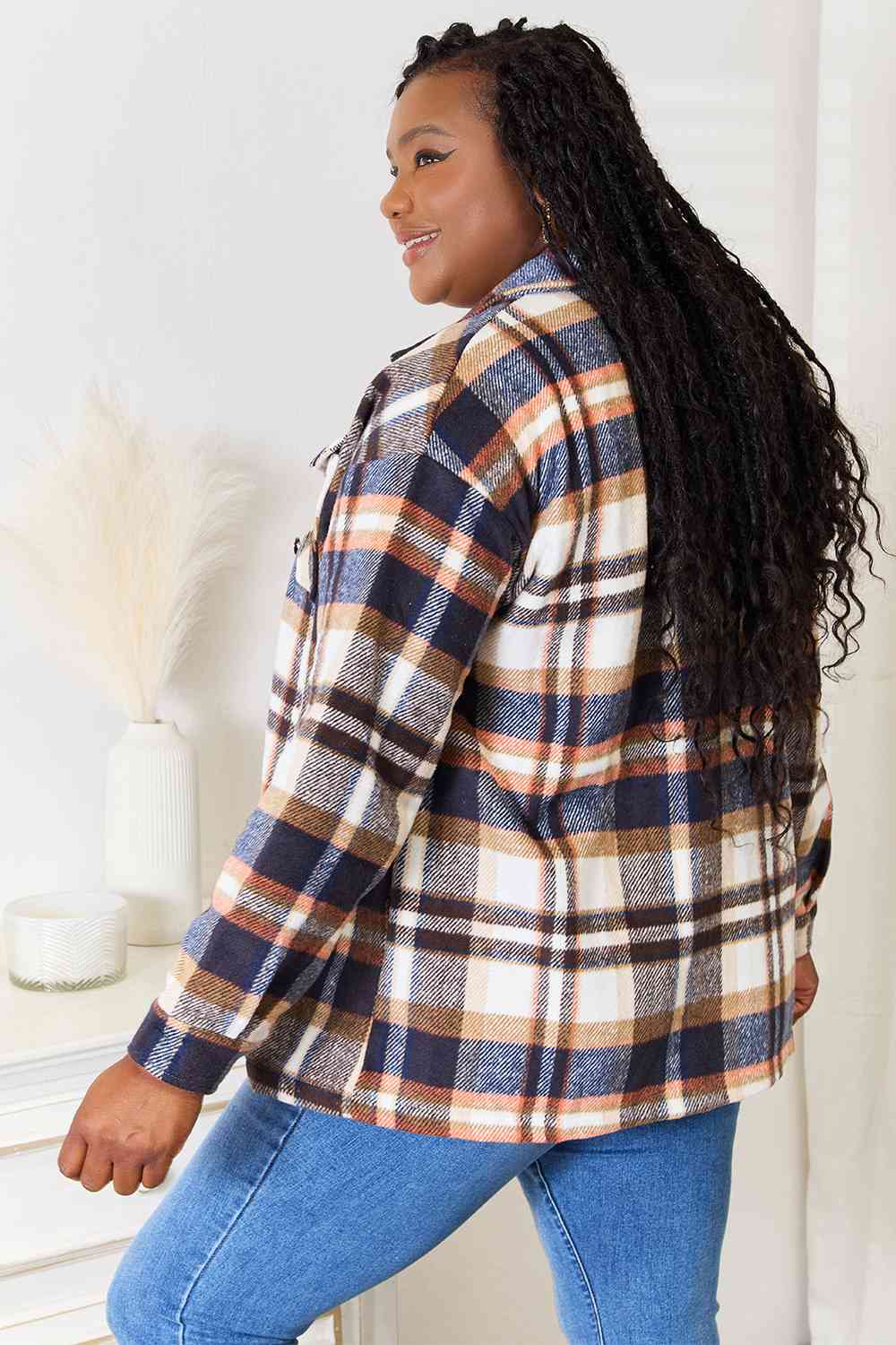 Grateful Plaid Button Front Shirt Jacket