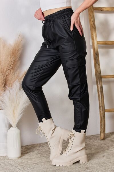 Faux Leather Cargo Pants