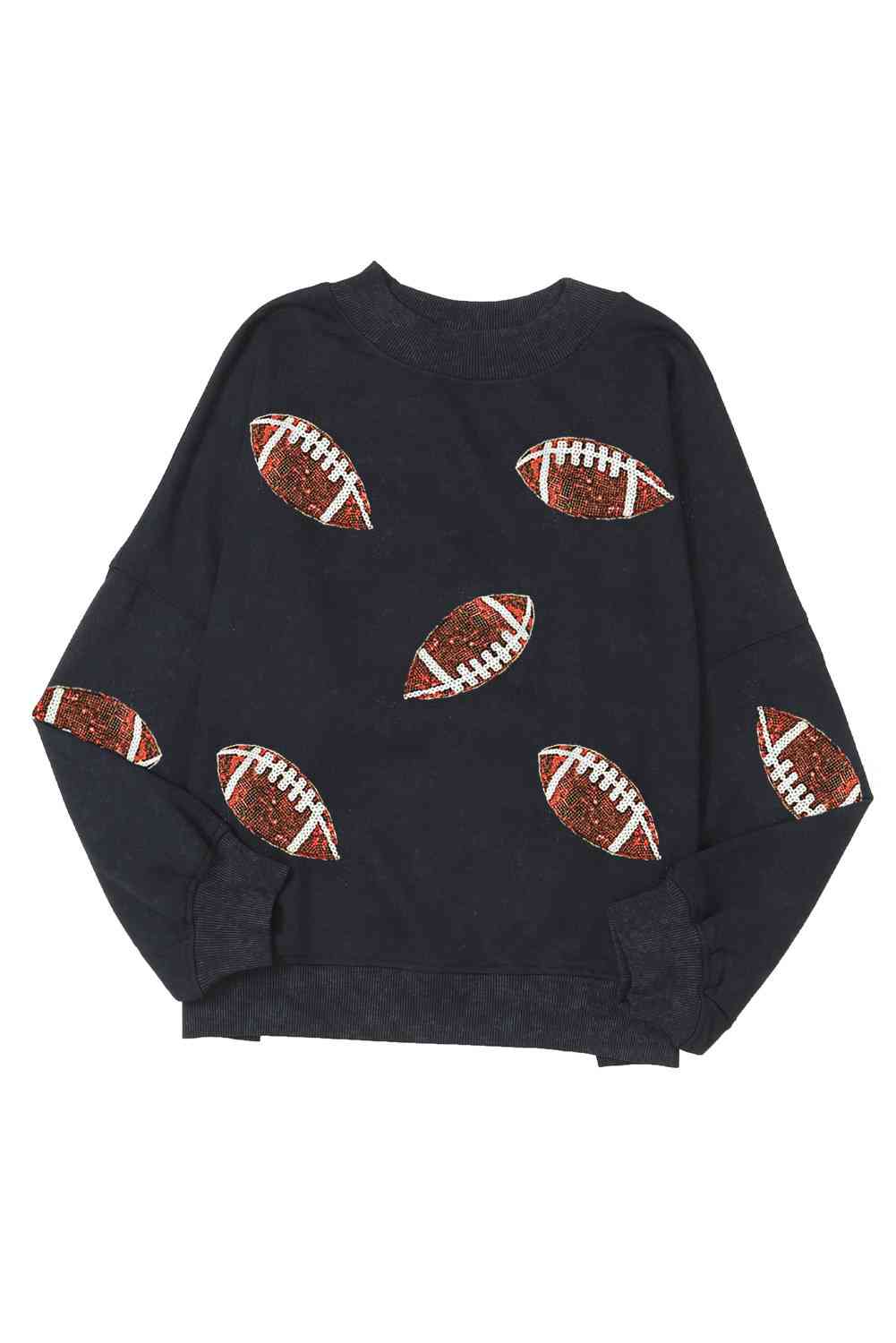 Sequin Football Patch Dropped Shoulder Sweatshirt