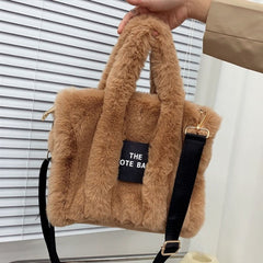 Designer Faux Fur Plush Tote Bag