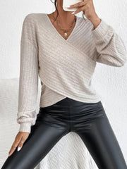 Surplice Dropped Shoulder Long Sleeve T-Shirt