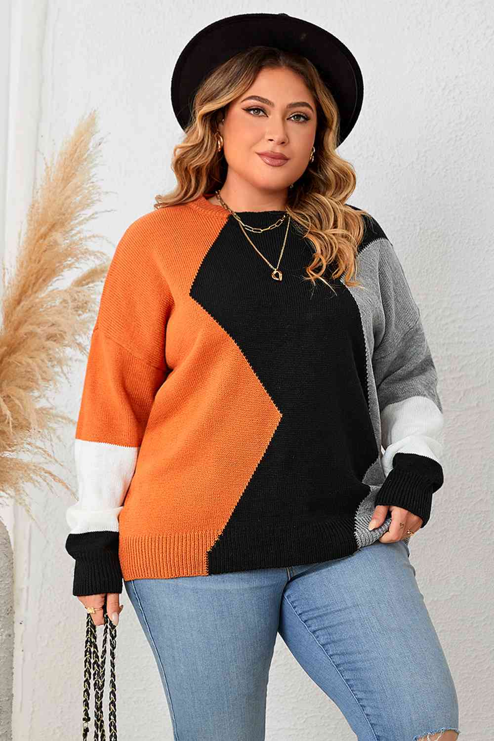 Juliette Color Block Round Neck Knit Top