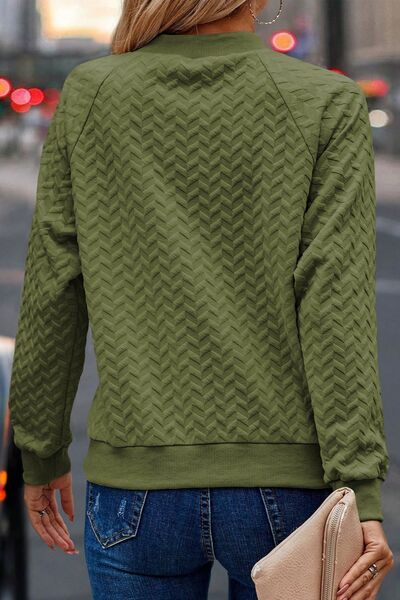 Texture Round Neck Long Sleeve Sweatshirt