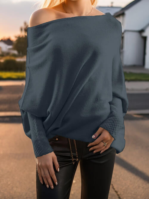 Texture Round Neck Long Sleeve Sweater