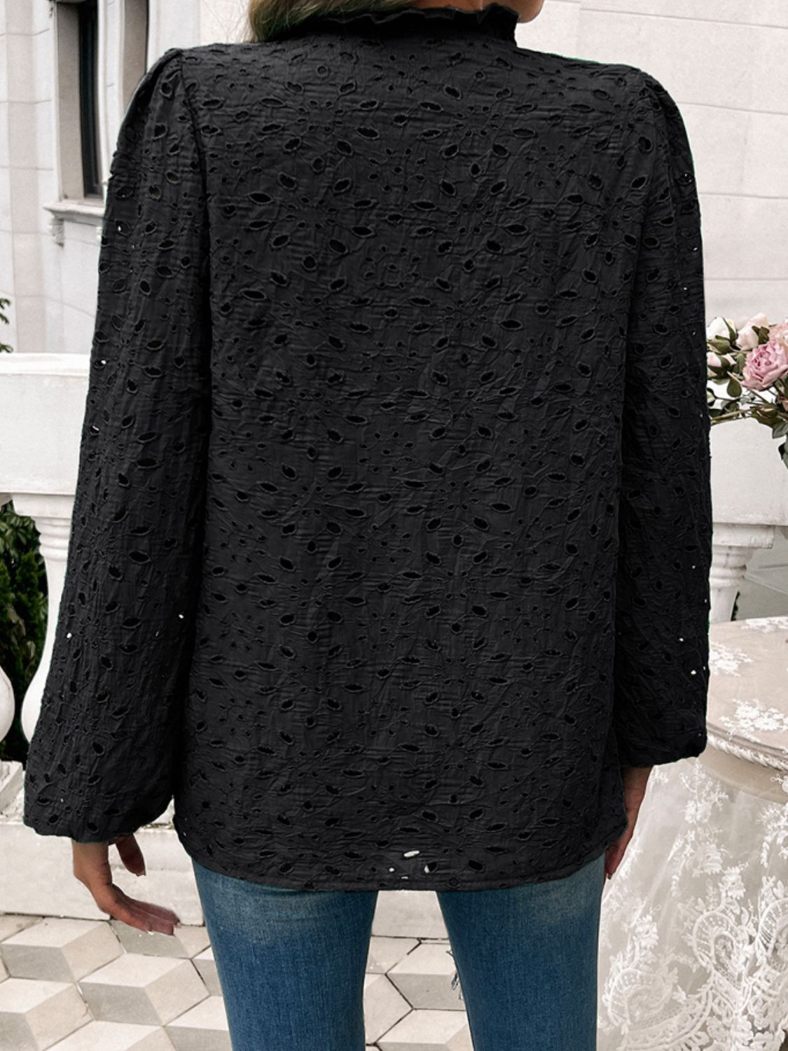 Devine Frill Round Neck Long Sleeve Shirt