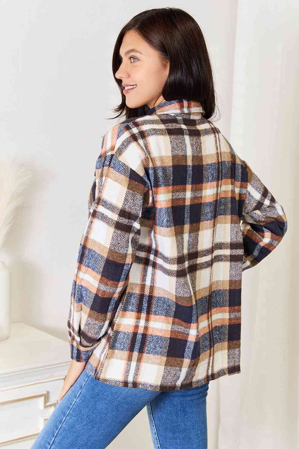 Grateful Plaid Button Front Shirt Jacket