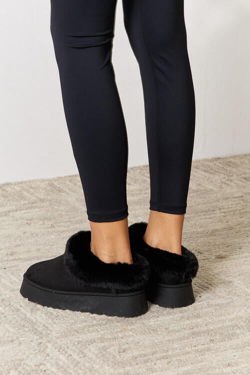 Furry Chunky Platform Ankle Boots