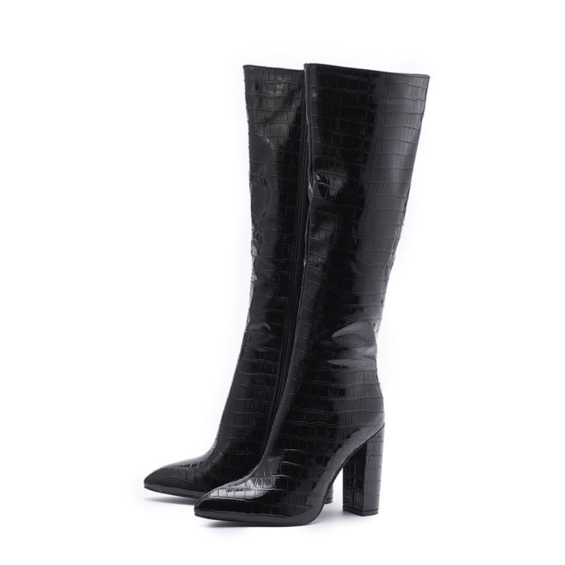 Stardust Pointed Toe High Square Heel Boots