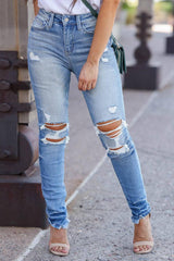 Vintage Distressed Ripped Skinny Jeans