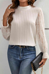 Mock Neck Flounce Sleeve Blouse