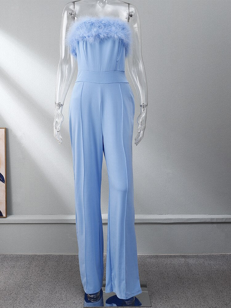 Loving On Me Sequined Feather-paneled Jumpsuit