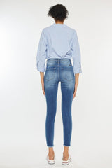 Distressed Raw Hem High Waist Jeans