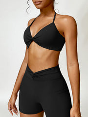 Twisted Halter Neck Active Bra