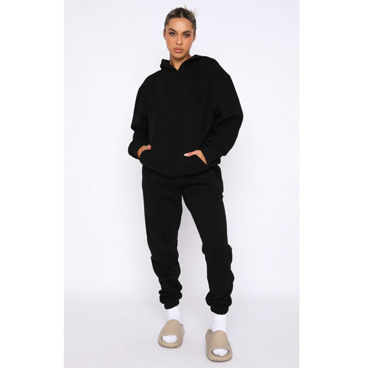 Pullover Long-Sleeved Hoodie & Tie Pocket Pants Sets