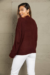 Round Neck Cutout Dropped Shoulder Sweater