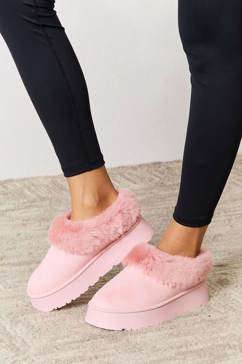 Furry Chunky Platform Ankle Boots