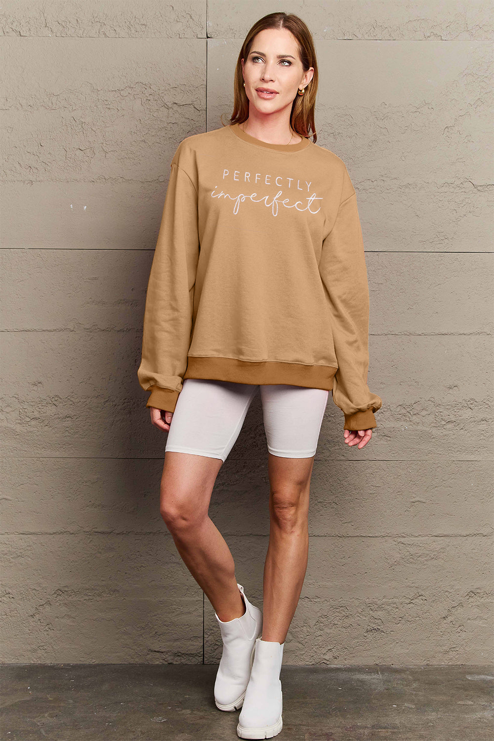 Full Size Graphic Round Neck Sweatshirt