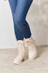 Zip Back Lace-up Front Combat Boots