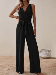 Surplice Sleeveless Wide Leg Jumpsuit