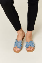 Raw Trim Denim H-Band Flat Sandals