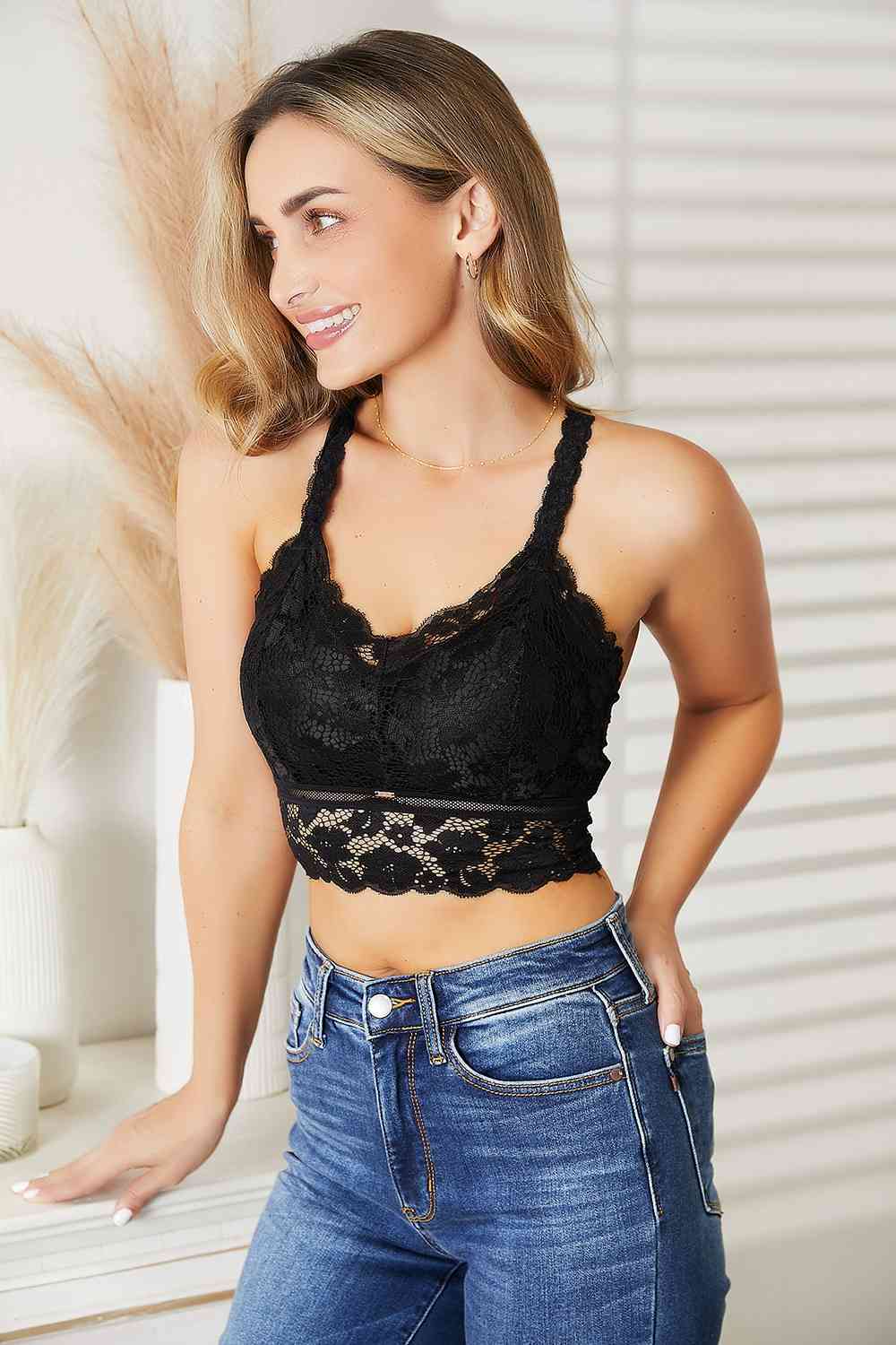 Juliette Full Size Crisscross Lace Bralette