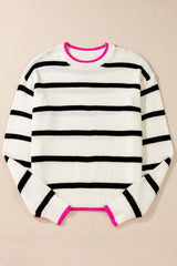 Striped Round Neck Long Sleeve Sweater