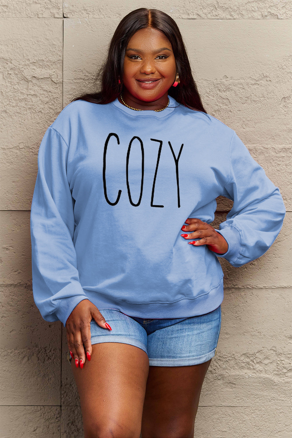 Full Size COZY Graphic Sweatshirt