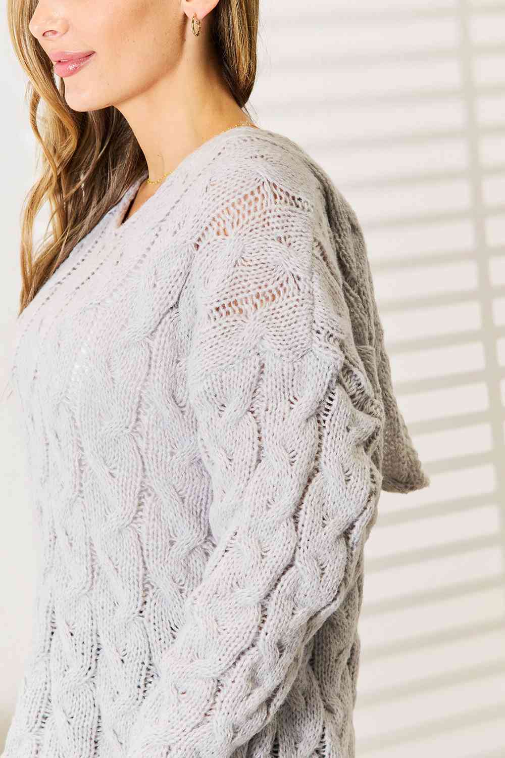 Cool Breeze Cable-Knit Hooded Sweater