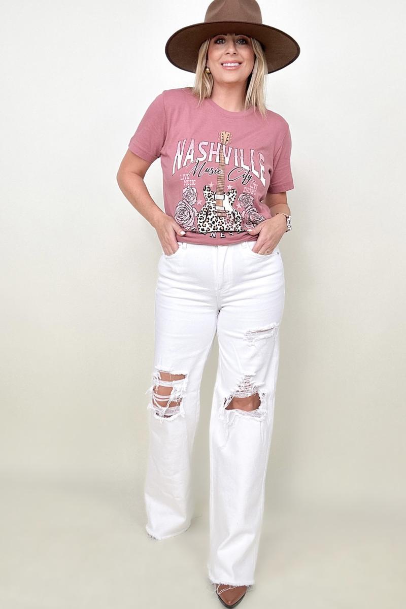 Lily High Rise Distressed Wide Leg Dad Jeans