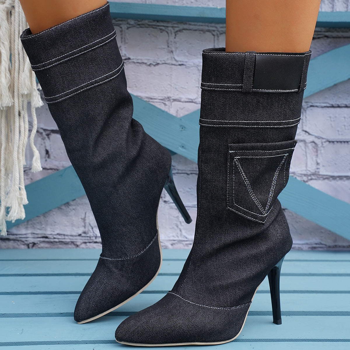 The Denim Stiletto Boot