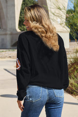 Football Sequin Round Neck Sweatshirt