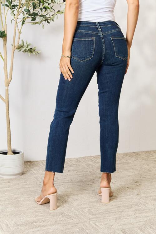 Full Size Raw Hem Straight Jeans