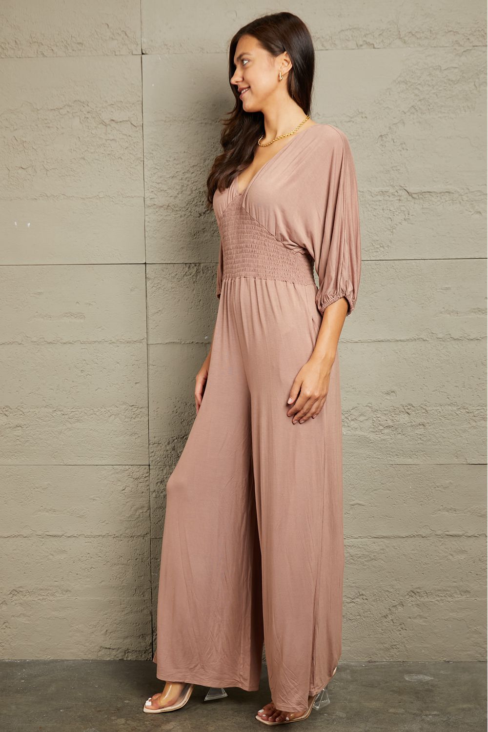 Full Size Smocking Waist Jumpsuit