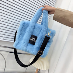 Designer Faux Fur Plush Tote Bag