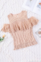 Lace Cold Shoulder Short Sleeve Top