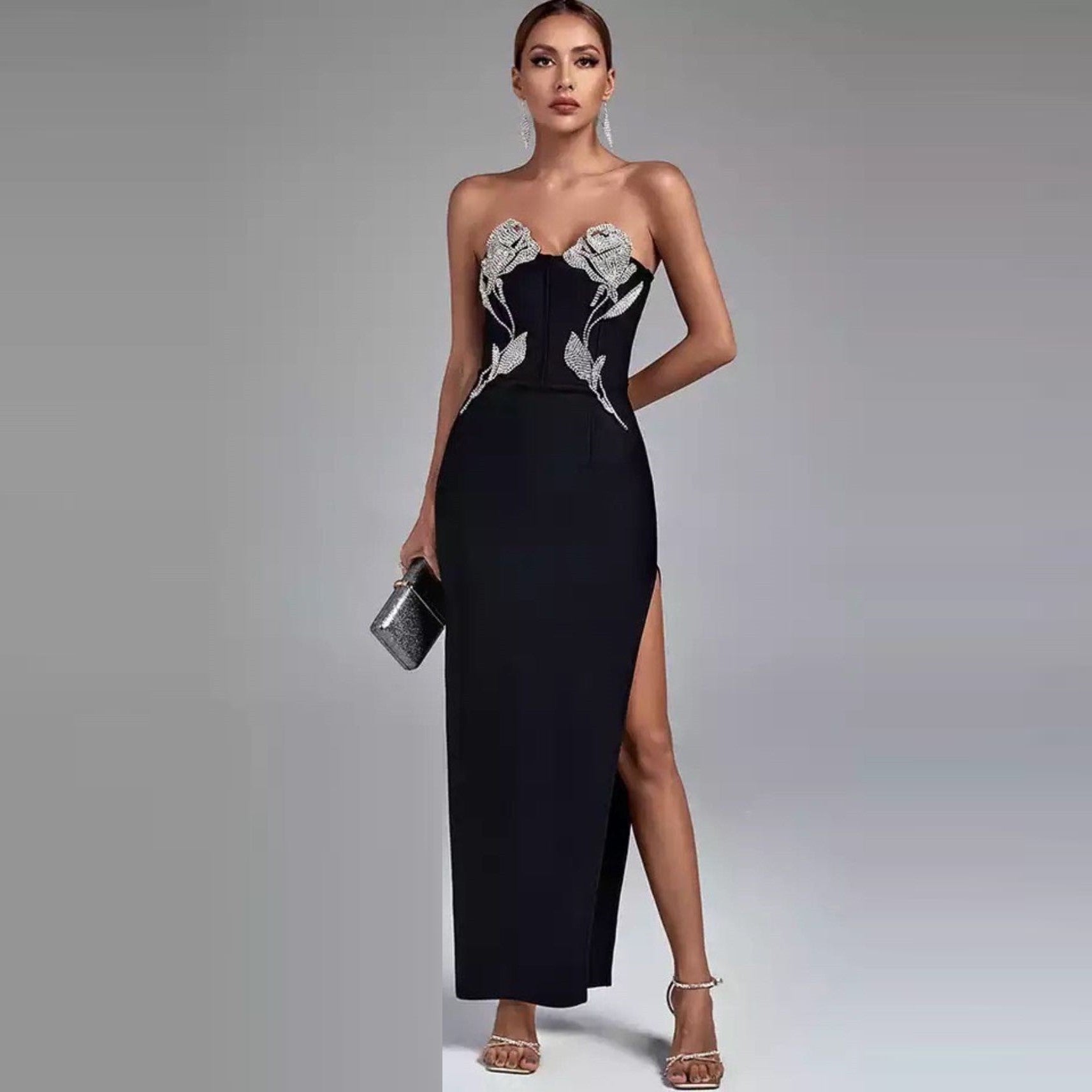 Perfect Date Bandage Dress With Diamond Top