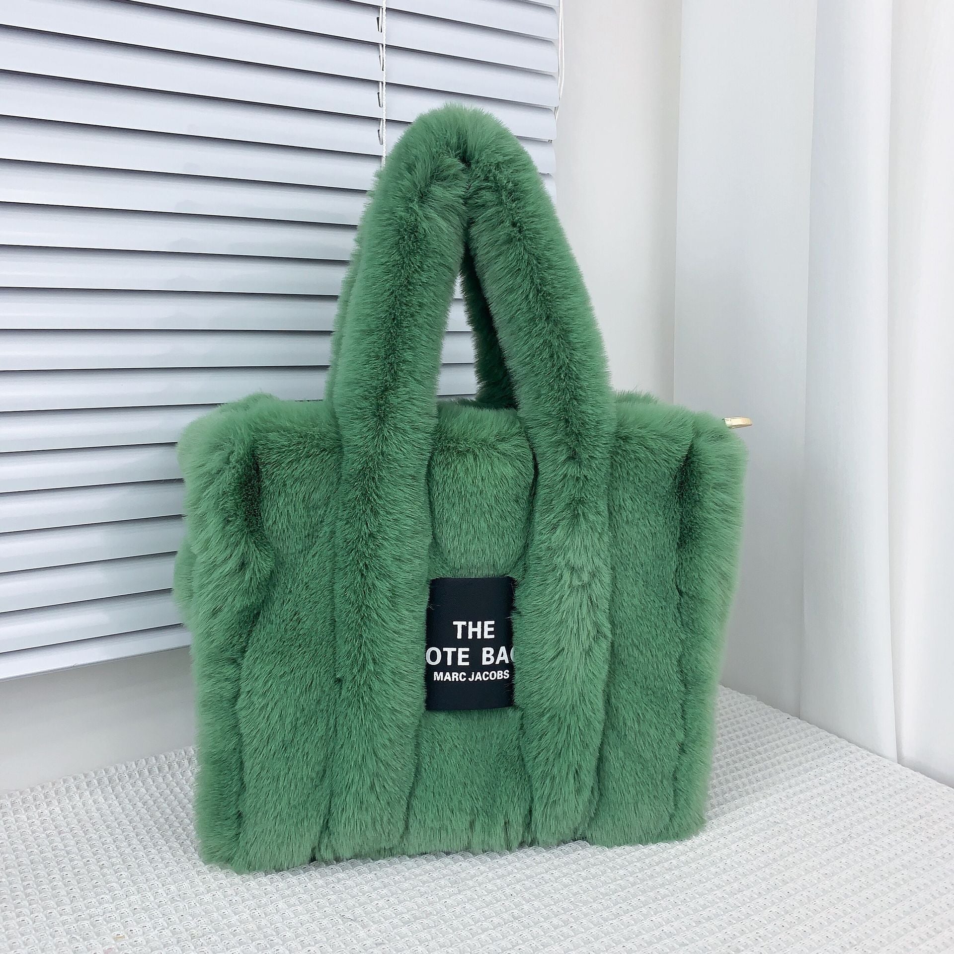 Designer Faux Fur Plush Tote Bag