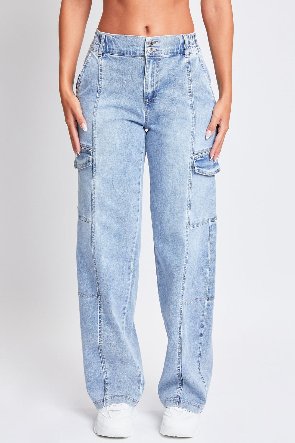 High-Rise Straight Cargo Jeans