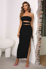 The Alise Cutout Strapless Split Dress