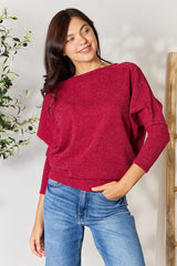 Drop Shoulder Long Sleeve Blouse