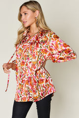 Full Size Printed Button Up Long Sleeve Shirt