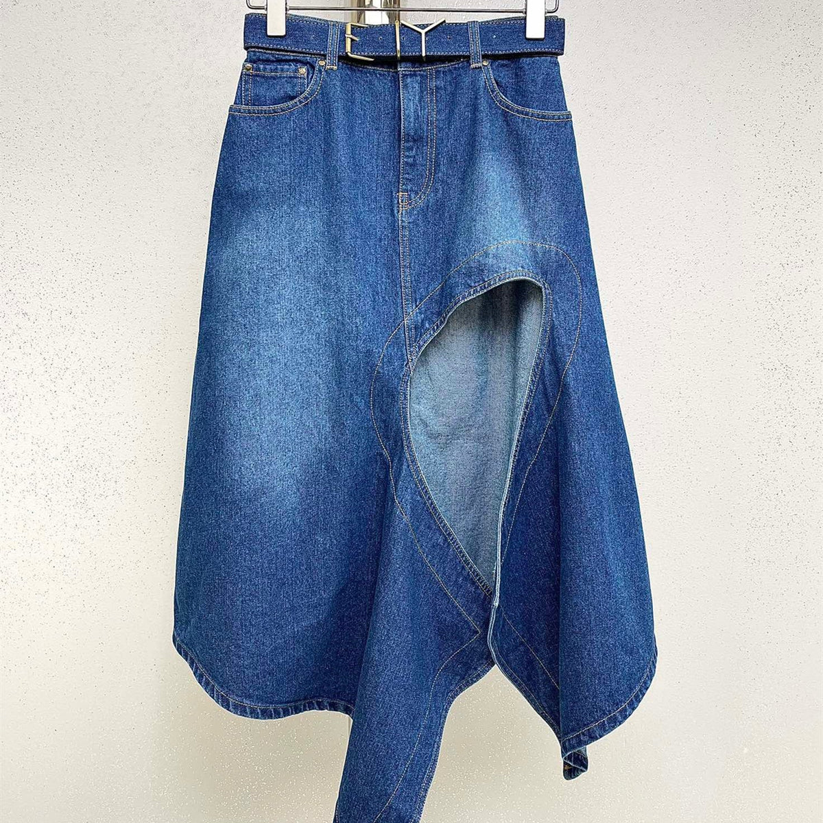 Doing The Most Hollow-Slit Denim Skirt