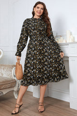 Floral Flounce Sleeve Midi Dress