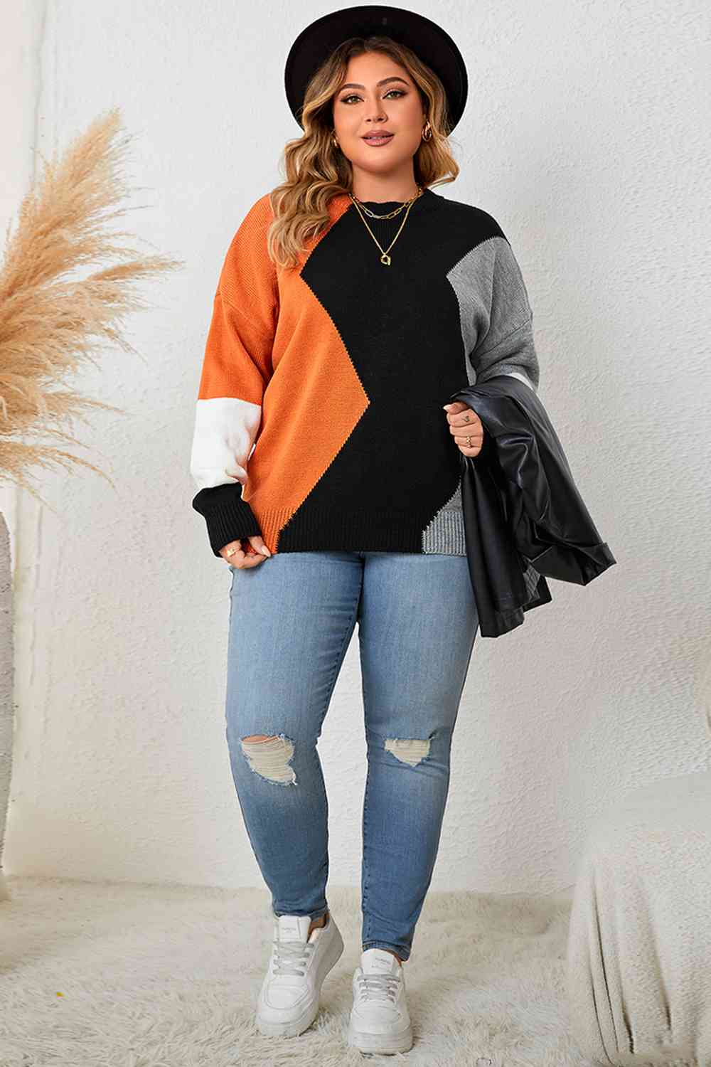 Juliette Color Block Round Neck Knit Top