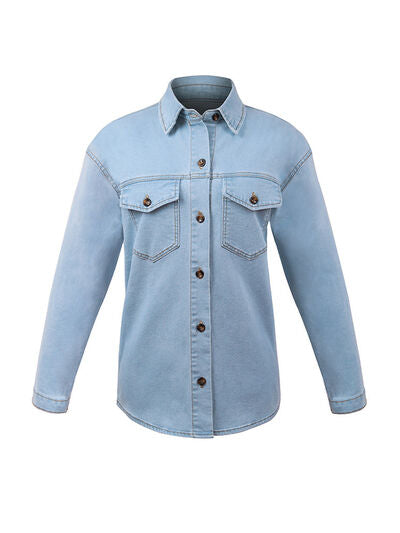 Button Up Pocketed Denim Jacket