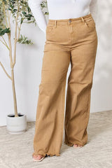 Full Size Fringe Hem Wide Leg Jeans